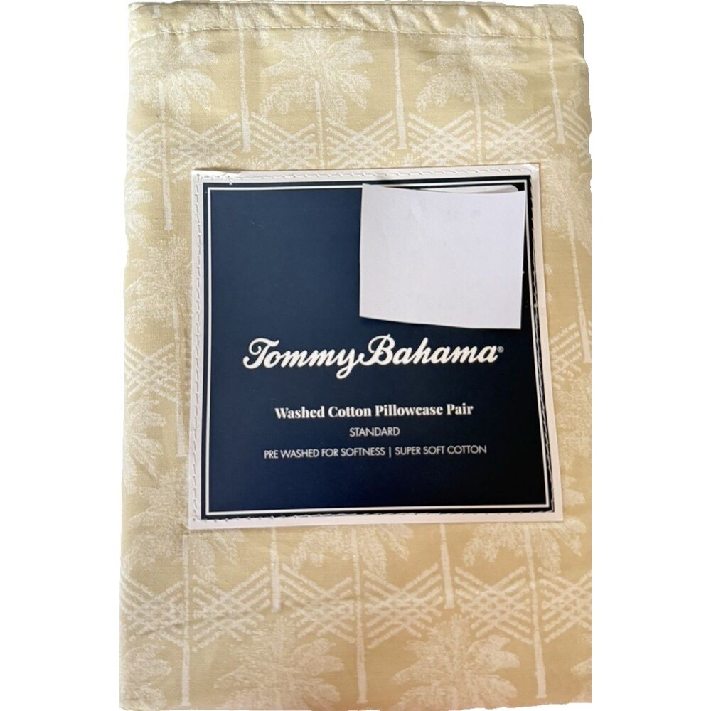 Tommy Bahama Diamond Palm Beige Standard Pillowcases 100% Cotton Set of 2